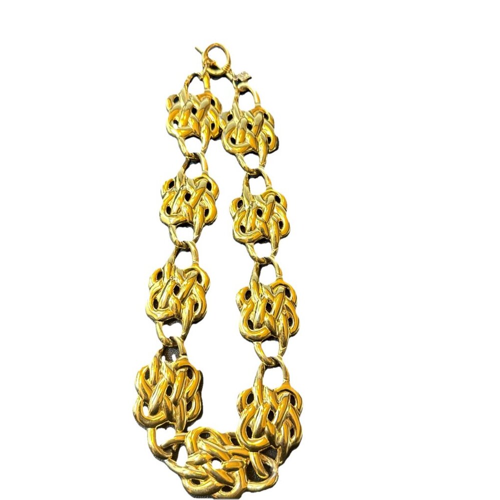 Vintage Anne Klein Infinity Love Knot 16 In Gold-tone Wide Collar Bold Necklace